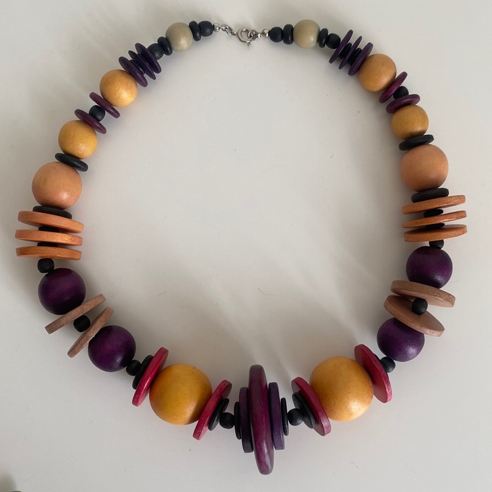 Chunky Multi-Color Wooden Necklace